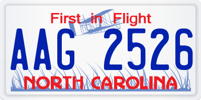 NC license plate AAG2526