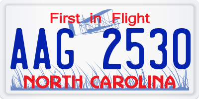 NC license plate AAG2530