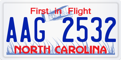 NC license plate AAG2532