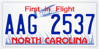 NC license plate AAG2537