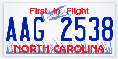 NC license plate AAG2538