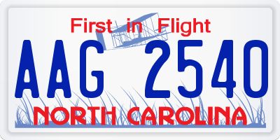 NC license plate AAG2540