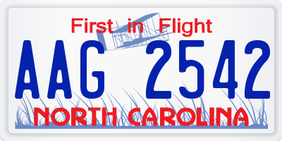NC license plate AAG2542