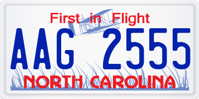 NC license plate AAG2555