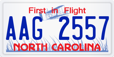 NC license plate AAG2557