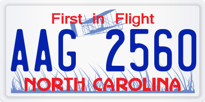 NC license plate AAG2560