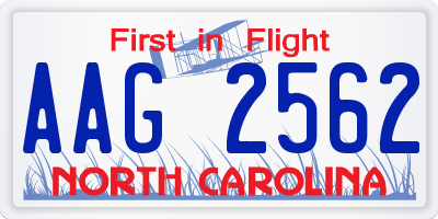 NC license plate AAG2562