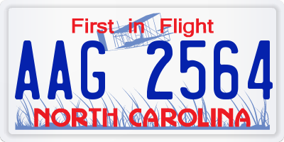 NC license plate AAG2564