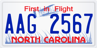 NC license plate AAG2567