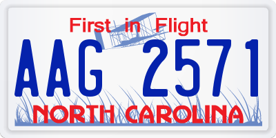 NC license plate AAG2571