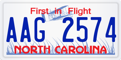 NC license plate AAG2574
