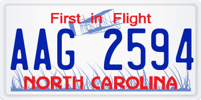 NC license plate AAG2594