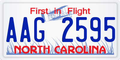NC license plate AAG2595
