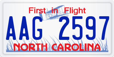 NC license plate AAG2597