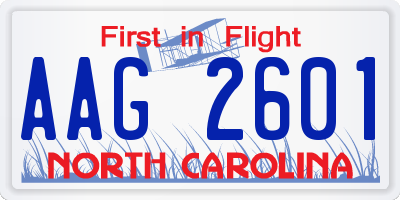 NC license plate AAG2601