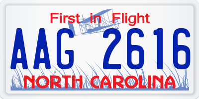 NC license plate AAG2616