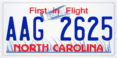 NC license plate AAG2625