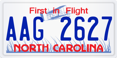 NC license plate AAG2627