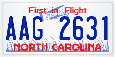 NC license plate AAG2631