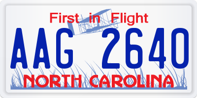 NC license plate AAG2640