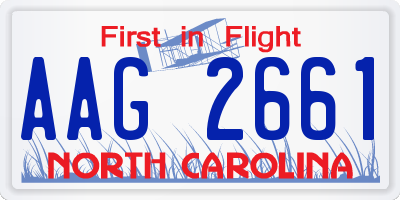 NC license plate AAG2661