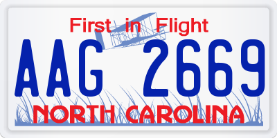 NC license plate AAG2669