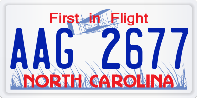 NC license plate AAG2677