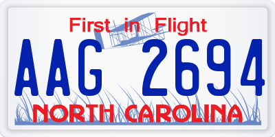 NC license plate AAG2694