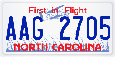 NC license plate AAG2705