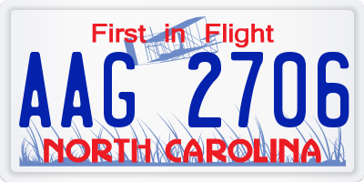 NC license plate AAG2706