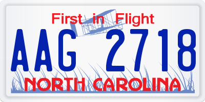 NC license plate AAG2718