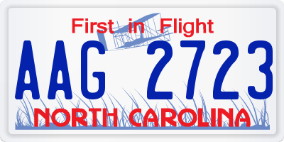 NC license plate AAG2723