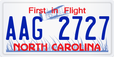 NC license plate AAG2727