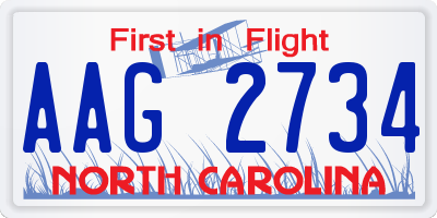 NC license plate AAG2734