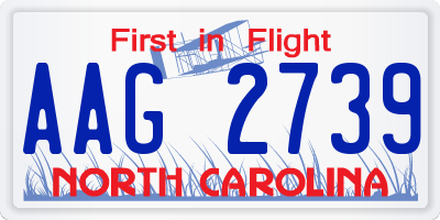 NC license plate AAG2739