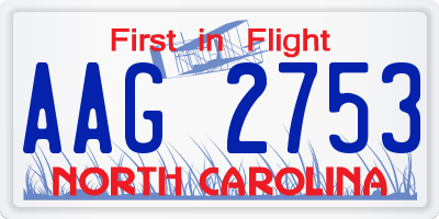 NC license plate AAG2753