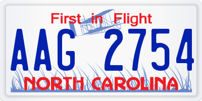 NC license plate AAG2754
