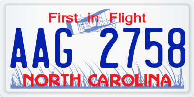 NC license plate AAG2758