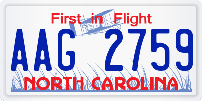 NC license plate AAG2759