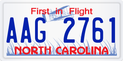 NC license plate AAG2761