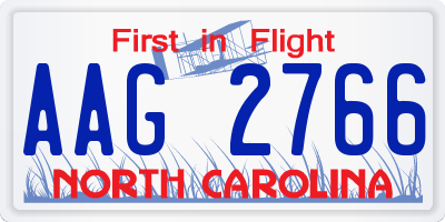 NC license plate AAG2766