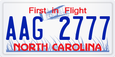 NC license plate AAG2777