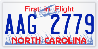 NC license plate AAG2779