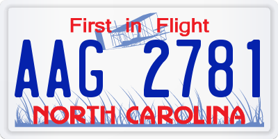 NC license plate AAG2781