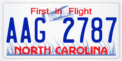 NC license plate AAG2787