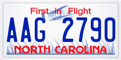 NC license plate AAG2790