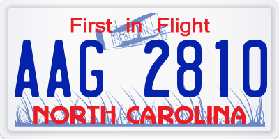 NC license plate AAG2810