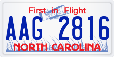 NC license plate AAG2816
