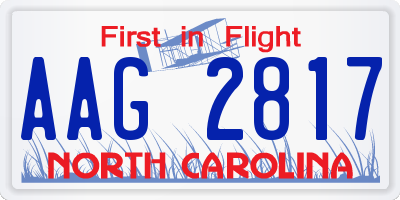 NC license plate AAG2817