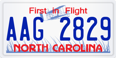 NC license plate AAG2829